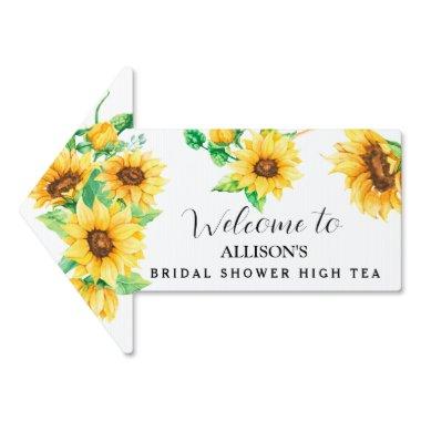 Watercolor Sunflower Bouquet Tea Party Welcome Sign