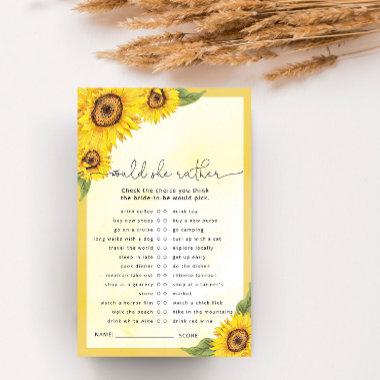 Watercolor sunflower bridal shower game