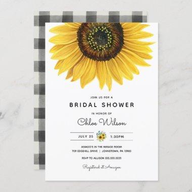 Watercolor Sunflower Bridal Shower Invitations
