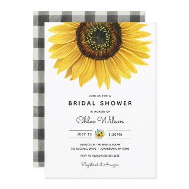 Watercolor Sunflower Bridal Shower Invitations