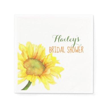Watercolor Sunflower Bridal Shower Napkins
