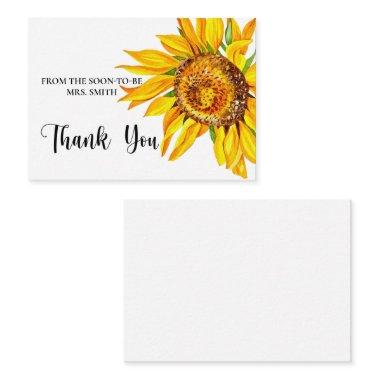 Watercolor Sunflower bridal shower thank you Invitations