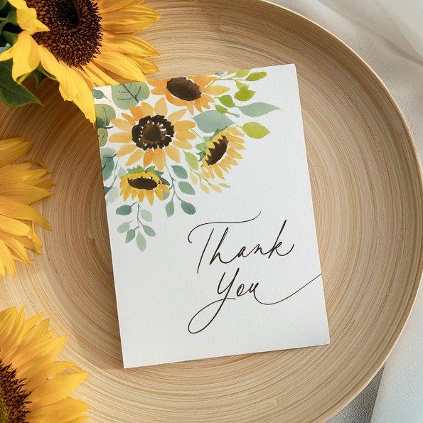 Watercolor Sunflower  Thank You