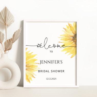Watercolor Sunflower bridal shower welcome sign