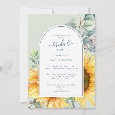 Watercolor Sunflower Eucalyptus Bridal Shower Invi Invitations