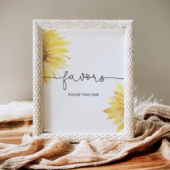 Watercolor sunflower favors please take one poster