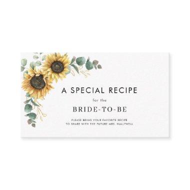 Watercolor Sunflower Floral  Recipe Enclosure