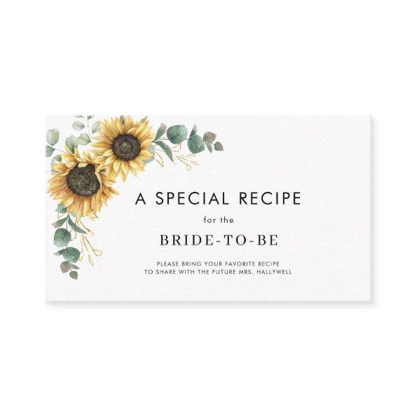 Watercolor Sunflower Floral  Recipe Enclosure