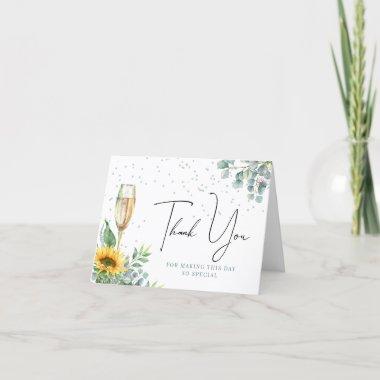 Watercolor Sunflower Floral Bridal Shower Thank You Invitations