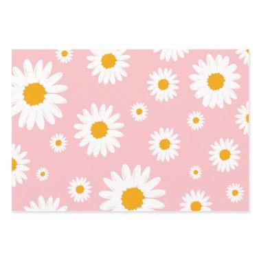 Watercolor Sunflower Pink Peach Yellow Pattern Wrapping Paper Sheets