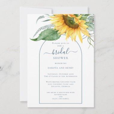 Watercolor Sunflower Script Couples Bridal Shower Invitations