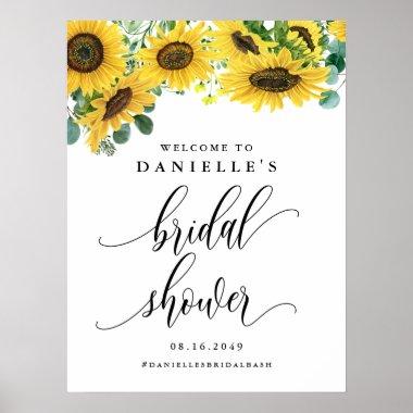 Watercolor Sunflower Summer Bridal Shower Welcome Poster