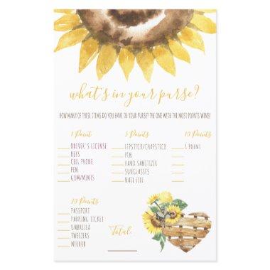 Watercolor Sunflower What's in your Purse? Game