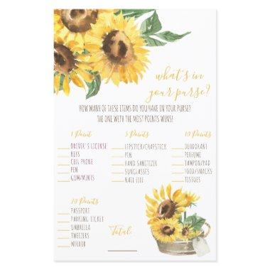 Watercolor Sunflower What's in your Purse? Game