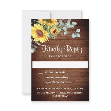 Watercolor Sunflowers Eucalyptus Wedding RSVP Card