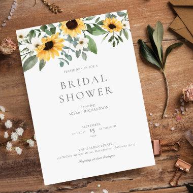 Watercolor Sunflowers & Wildflower Bridal Shower Invitations