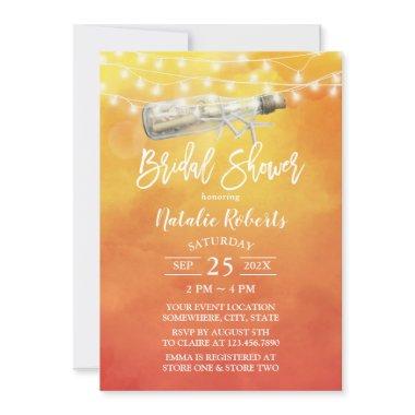 Watercolor Sunset Beach Love Message Bridal Shower Invitations