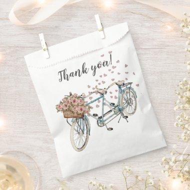 watercolor tandem bike thank you favor bag