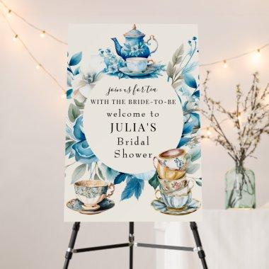 Watercolor Tea | Blue Floral  Welcome Foam Board