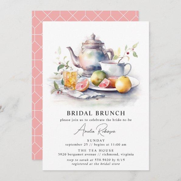 Watercolor Tea | Cute Elegant Modern Bridal Brunch Invitations
