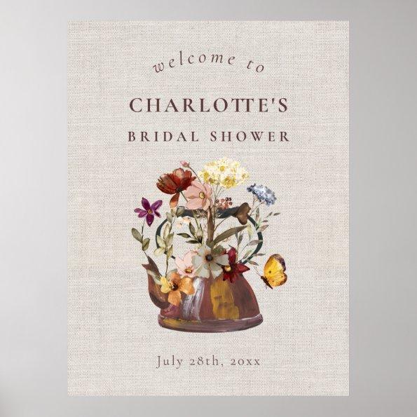 Watercolor Tea Party Bridal Shower Welcome Sign