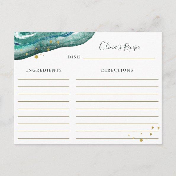 Watercolor Teal and Gold Geode | Recipe Invitations