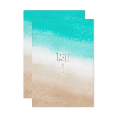Watercolor Teal & Tan Elegant Beach Wedding Table