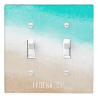 Watercolor Teal & Tan Water & Sand Subtle Beach Light Switch Cover
