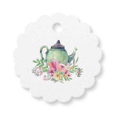 Watercolor Teapot and Flowers Tea Party Favor Tags