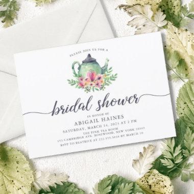 Watercolor Teapot Bridal Shower Invitations