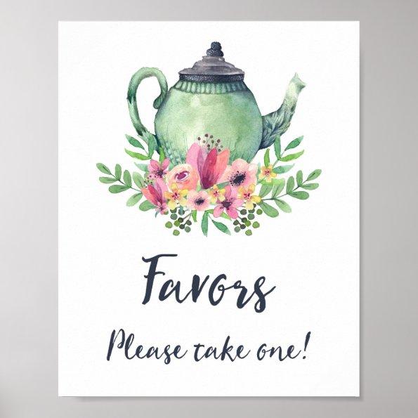 Watercolor Teapot Favors Sign
