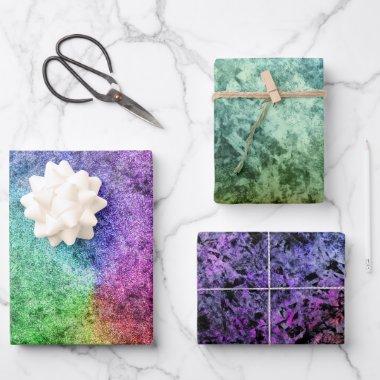 Watercolor Textured Green Purple Rainbow Wrapping Paper Sheets