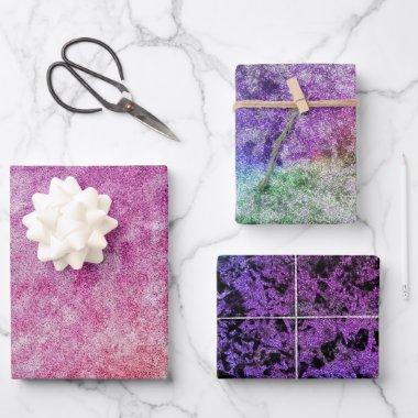 Watercolor Textured Purple Violet Rainbow Wrapping Paper Sheets