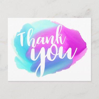 Watercolor Thank You Blue, Purple & Turquoise PostInvitations