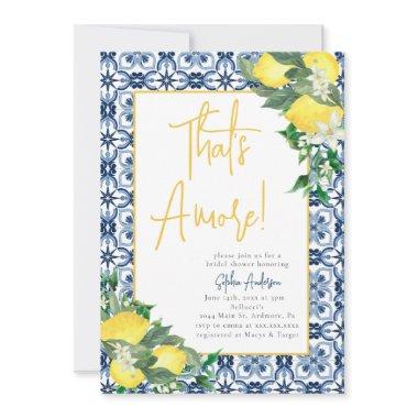 Watercolor That's Amore Lemon Bridal Shower Invitations