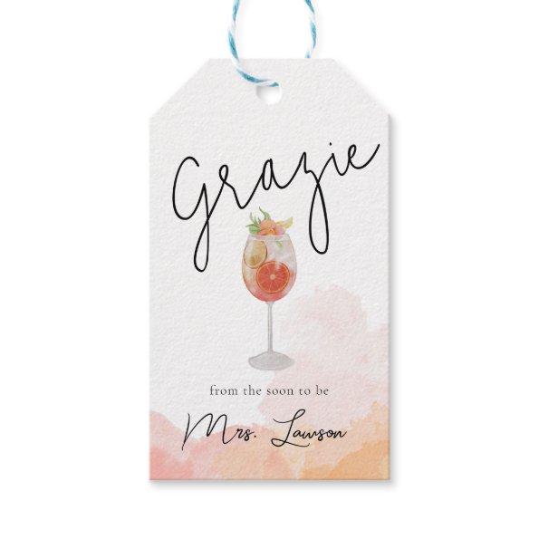 Watercolor That's Amore Spritz Bridal Shower Favor Gift Tags