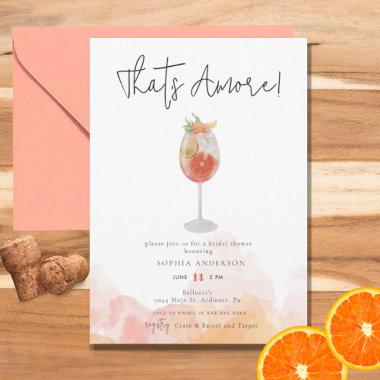 Watercolor That's Amore Spritz Bridal Shower Invitations