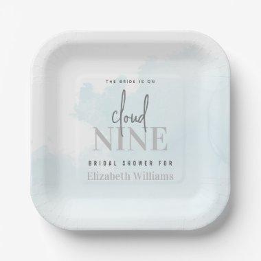Watercolor The Bride is On Cloud 9  Paper Plates