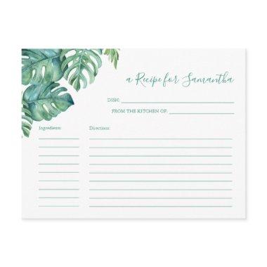 Watercolor Tropica Monstera Palm Leaf Recipe Invitations