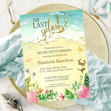 Watercolor Tropical Bachelorette Weekend Itinerary Invitations