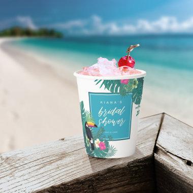 Watercolor Tropical Bridal Shower Teal ID577 Paper Cups