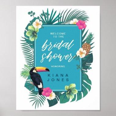 Watercolor Tropical Bridal Shower Teal ID577 Poster