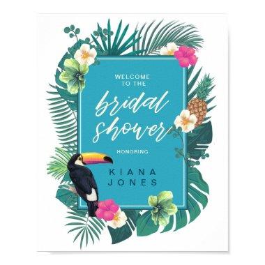 Watercolor Tropical Bridal Shower Teal ID577 Poster