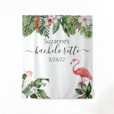 Watercolor Tropical Flamingo Bachelorette Tapestr Tapestry