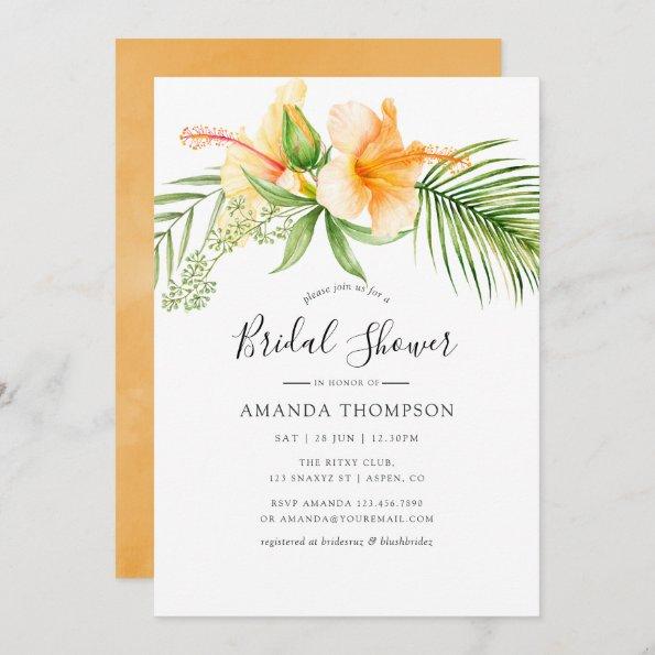 Watercolor Tropical Floral Beach Bridal Shower Invitations