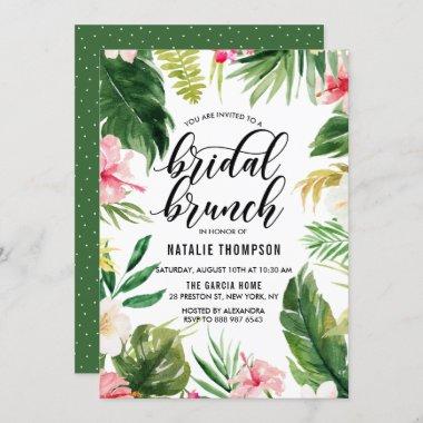 Watercolor Tropical Floral Frame Bridal Brunch Invitations
