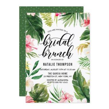 Watercolor Tropical Floral Frame Bridal Brunch Invitations