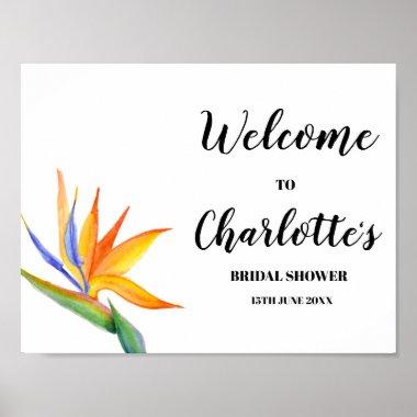 Watercolor Tropical Flower Bridal Shower Welcome Poster