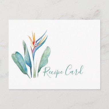 Watercolor Tropical Flower Recipe Invitations