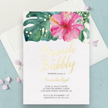 Watercolor Tropical Flower Shower Foil Invitations
